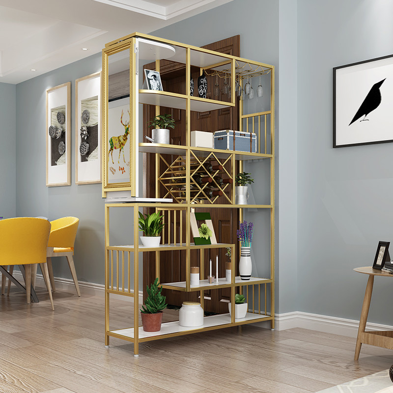 Simple multi-functional shelf living room wine cabinet household iron bar landing combined multi-layer container cabinet