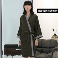 Хлопковый датчик халат оливковый зеленый серый края