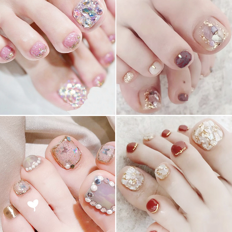 ins Korean and Japanese Style High-End Whitening Waterproof Stickers for Pregnant Women 3D Metal Stereo Imitation Diamond Toe Nail Art Full Stickers