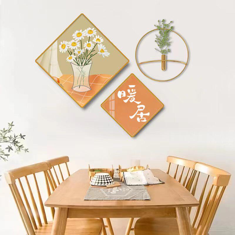 2023 New Restaurant Decorates Modern minimal dining table hanging drawing abstract creative dining room background wall murals