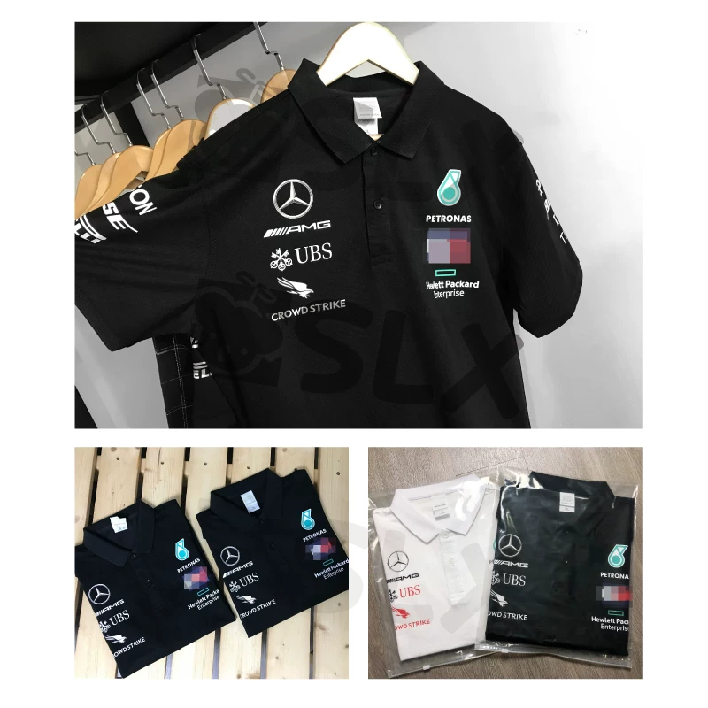 2024 AMG Mercedes Polo shirt F1 Hamilton short-sleeved business casual cotton blended Polo shirt 4S store team uniform