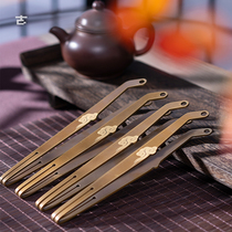 Ancient Ge Yuanzuo pure copper tea clip retro Kung Fu tea ceremony accessories light luxury modern simplicity new national trend new Chinese style home use