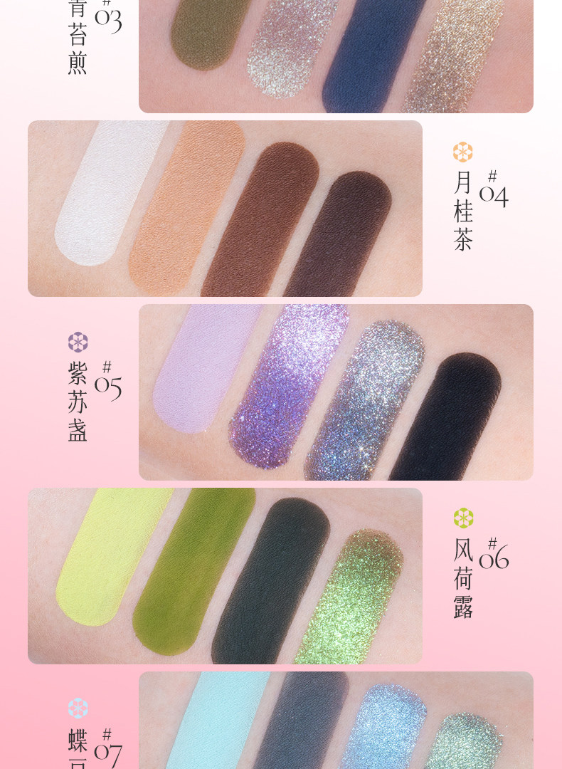 【中國直郵】新品!千妍四色自組眼影盤 磁吸自組 03#青苔煎 5.5g
