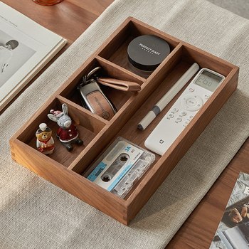 Solid wood entrance desk miscellaneous coffee table office key storage box jewelry cosmetics stationery sorting box tray