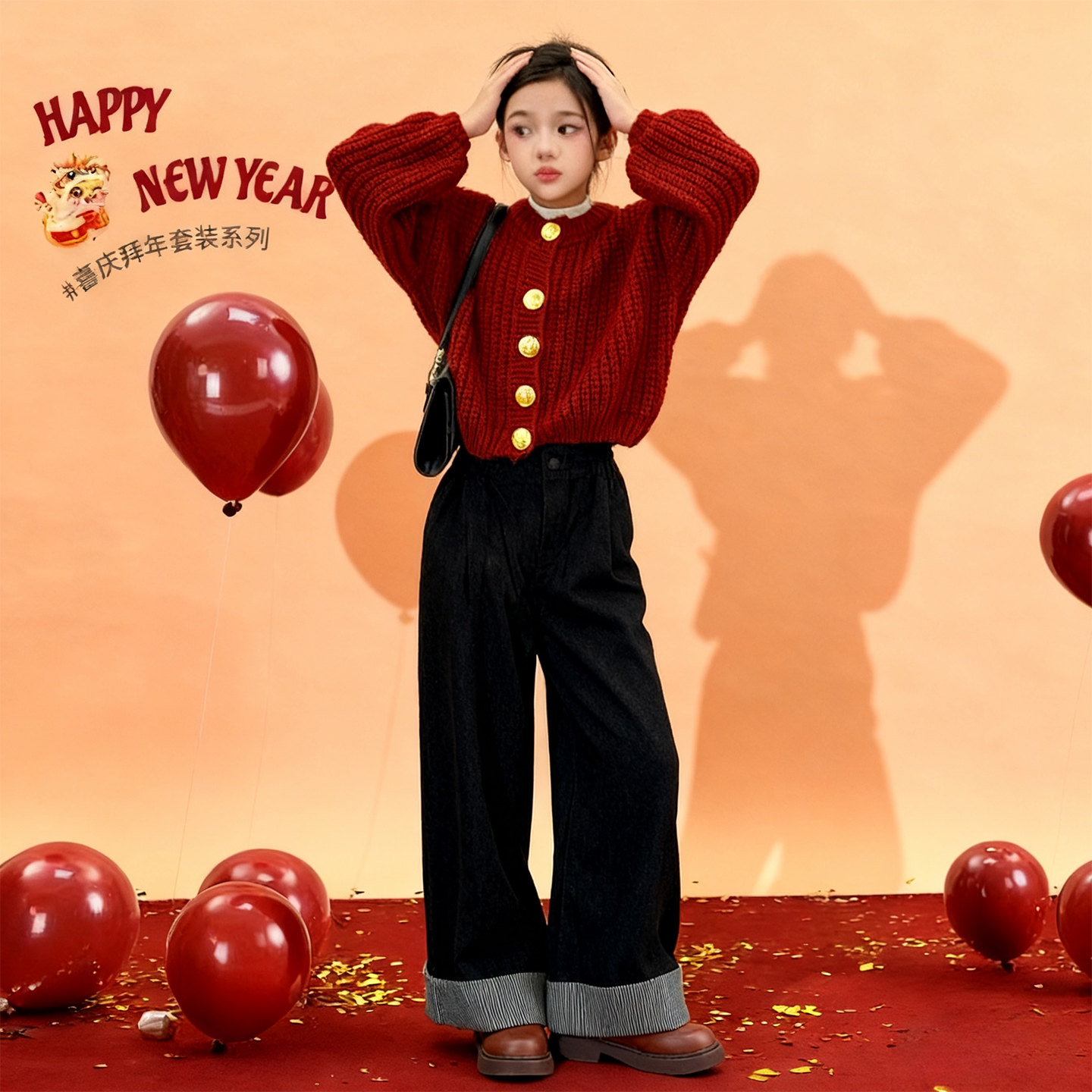 Новогодняя одежда, зимний костюм для девочек, новинка 2026 года, одежда для больших девочек, свитер на новый год для 12-летних, детская новогодняя одежда