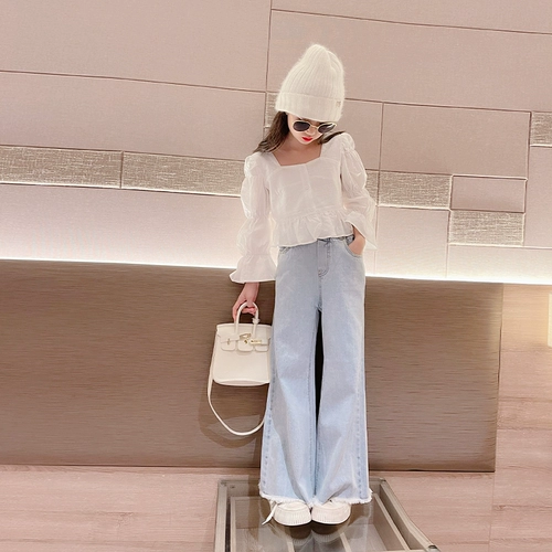 Летний комплект, детские джинсы, в западном стиле, подходит для подростков, популярно в интернете