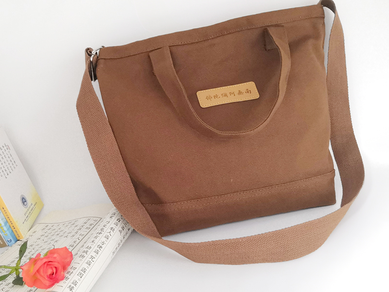 Canvas bag Coffee color South Amita Buddha Inner bag Magnet buckle handbill shoulder bag winning Wenquo