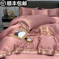 Высококлассный шелковый комплект, простыня, шелковистый пододеяльник для принцессы, легкий роскошный стиль, 4 предмета, простой и элегантный дизайн