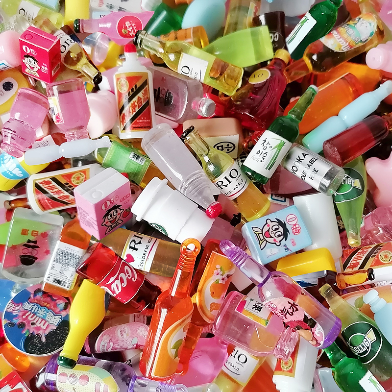 diy mini simulation drink small wine bottle ornament hairpin mobile phone protective shell material resin accessories food play miniature toy