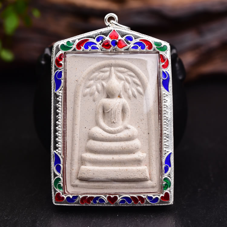 Thailand original temple authentic Varakang large model Bodhi leaf Somdej Buddha sterling silver shell
