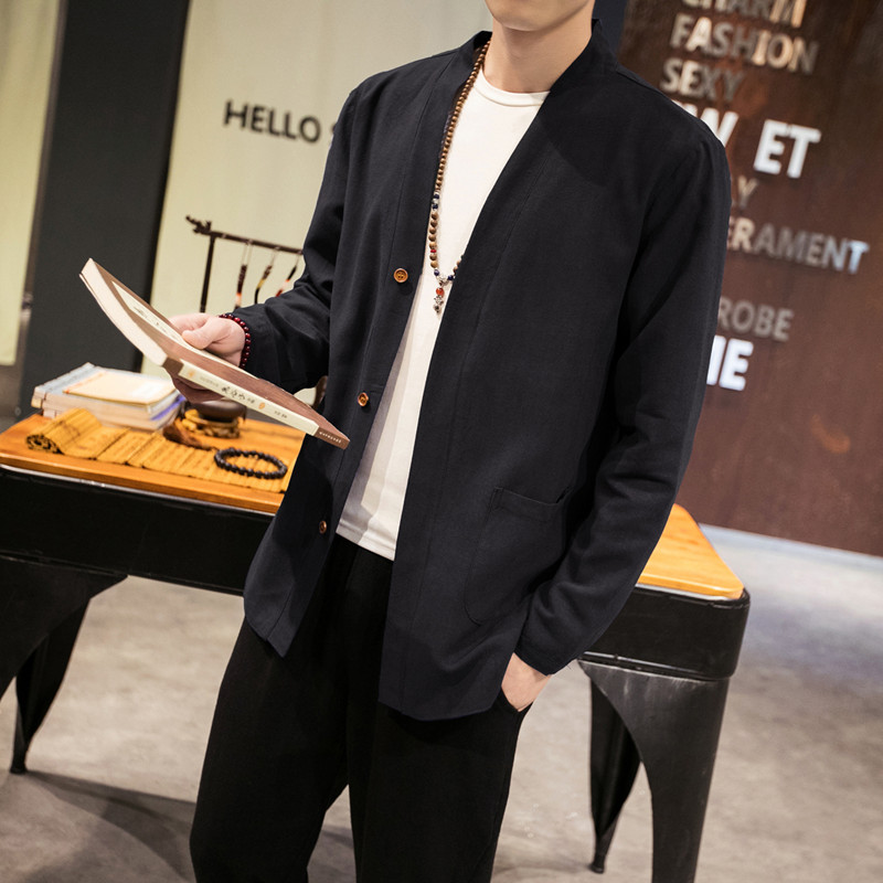 Middle country wind cotton linen jacket Tangclothing retro jacket men loose large size Men's clothing linen clothing for men's clothing