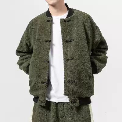 Tang suit men's suit youth Chinese style retro plate buckle lamb wool jacket thickened winter cotton jacket baseball jacket