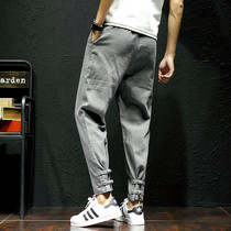 Chinese style Tang suit casual pants mens toe pants loose size Chinese buckle retro trousers small feet Haren pants