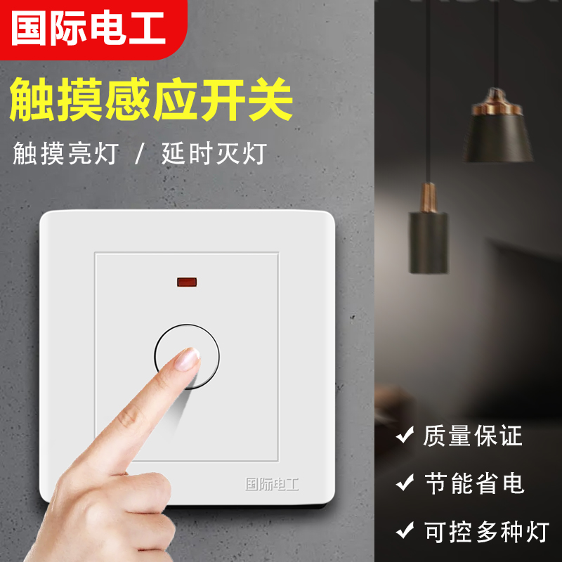 Type 86 Concealed 220V Property Energy Efficient Led Light Inductive Touch Time-lapse Second-line Stairway Light Touch Switch Panel-Taobao