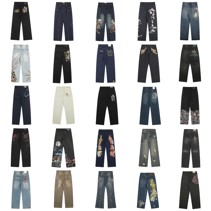 Derschutz Designer Niche Jeans with Embroidery, Straight-Leg Pants, Versatile, Slim Fit, Flattering, Low-Rise for Men ins