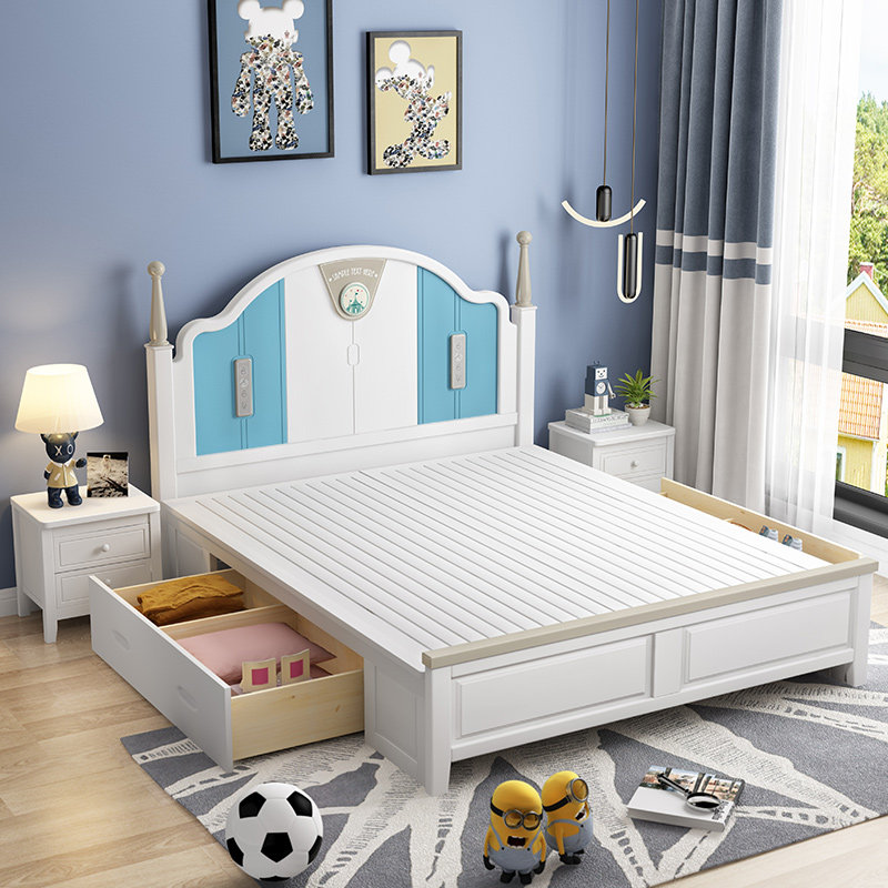 Solid wood children's bed boy master bedroom 1 5 simple teen boys' bed children's single bed net red girl bed