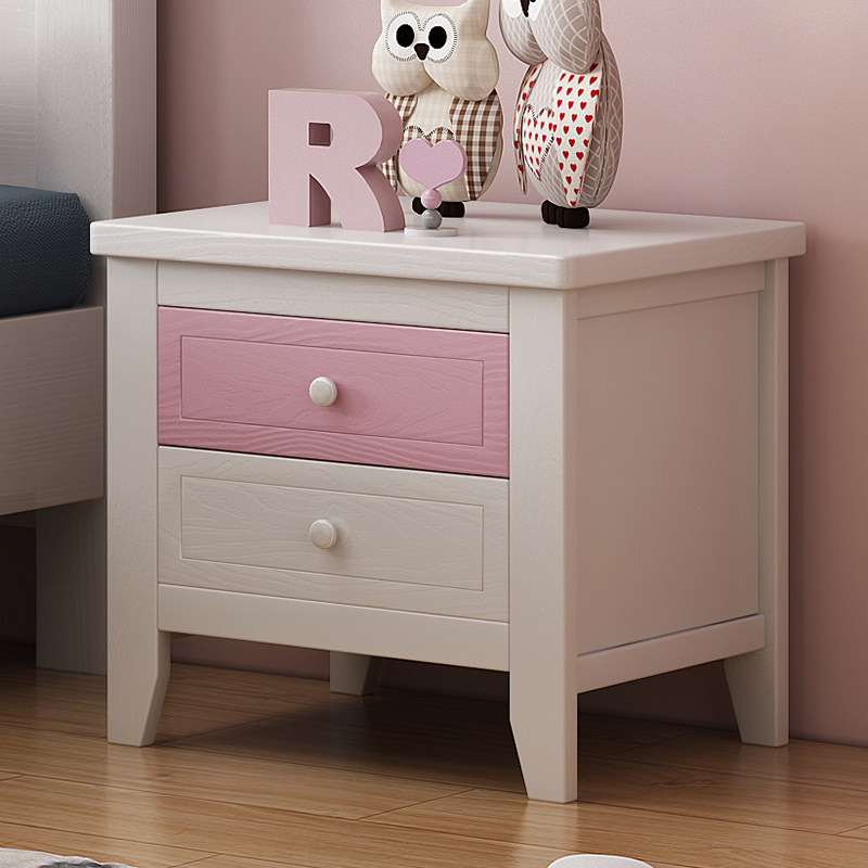 Solid wood bedside cabinet for houseBedroom bedside cabinet for modern colored children small simple light luxury collection cabinet