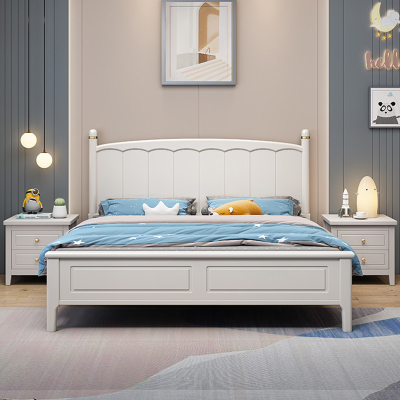 Nordic style solid wood children's bed boy 1 5m single modern minimalist 1 35m girl storage solid wood bed