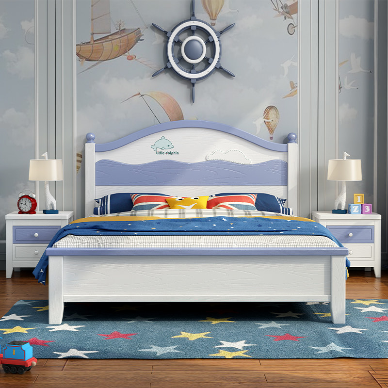 Solid wood children's bed boys and girls single bed 15 meters simple modern teenagers drawer storage large children's bed