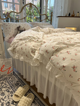 ins bed skirt pastoral style small floral bed four-piece set pure cotton girl heart 1 5m meter quilt cover sheet