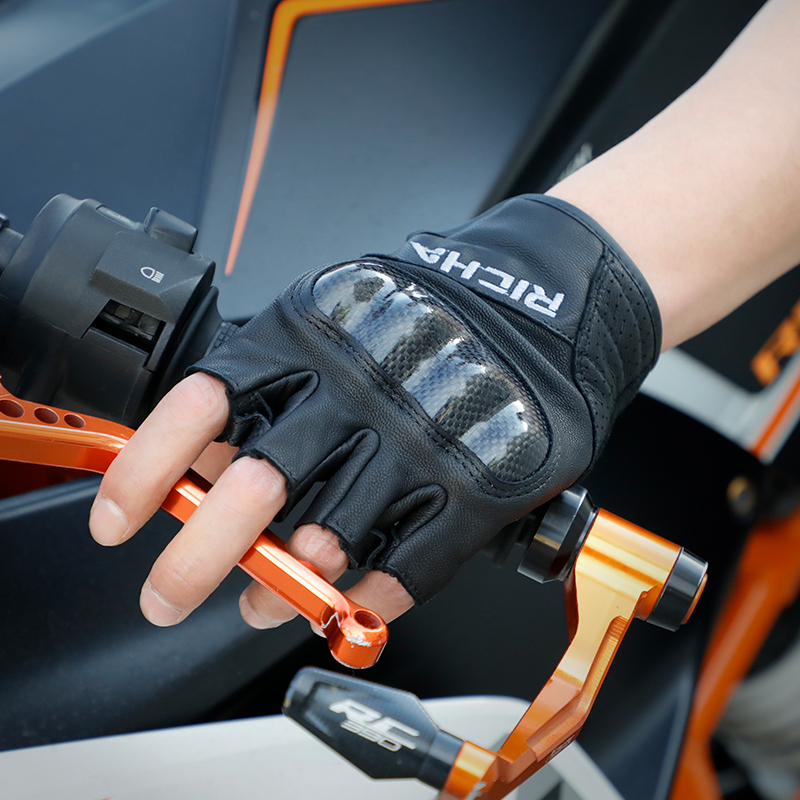 RICHA motorcycle half finger gloves Men's and women's motorcycle riding Harley vintage leather fingerless breathable knight gloves