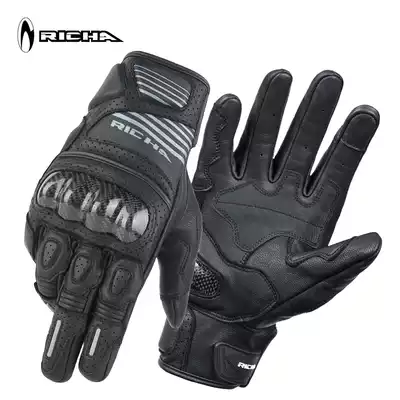 RICHA leather carbon fiber shell protective motorcycle sheepskin gloves breathable touch screen motorcycle riding spring and summer