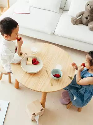 Kindergarten table and chair set baby learning table writing reading game toy table small round table solid wood children Table
