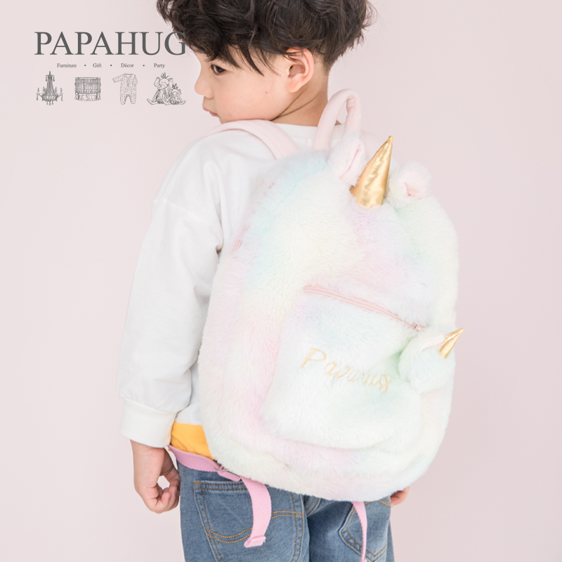 PAPAHUG | Rainbow unicorn Children's Creative Mini Animals Double Shoulder Bag Kindergarten Cute Baby