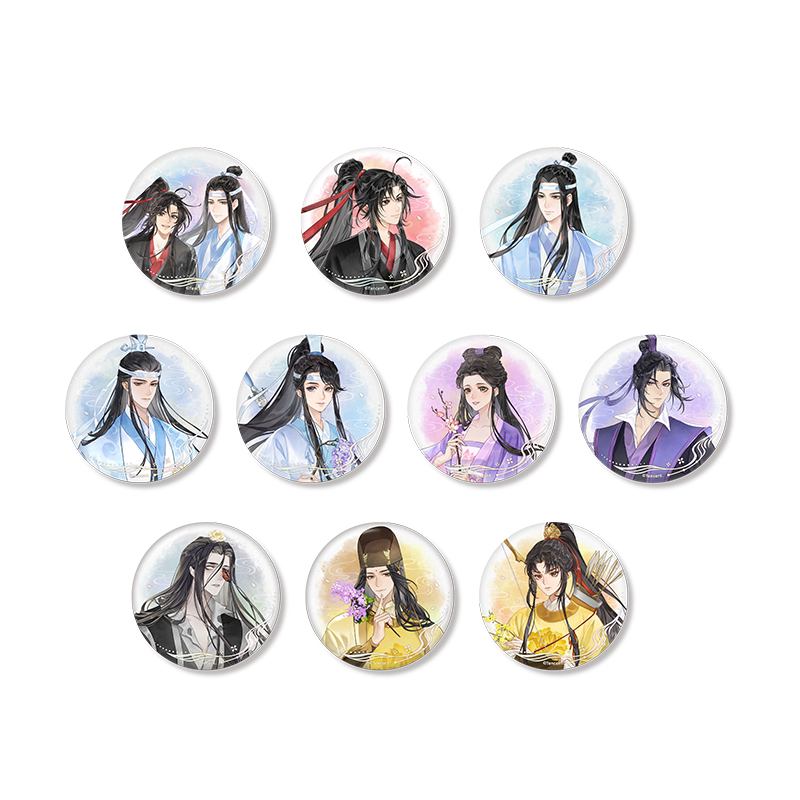 南漫社正版魔道祖师动画周边花韵染系列魏无羡蓝忘机徽章立牌-淘宝