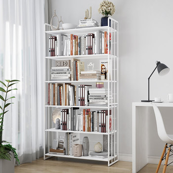 Wrought iron bookshelf floor storage rack for children's living room home student steel storage rack for steel wall bedroom bookcase