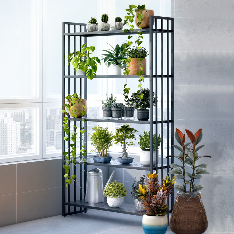 Window sill flower rack rack indoor bookshelf balcony decoration iron multi-layer meaty living room floor-to-ceiling flower pot rack