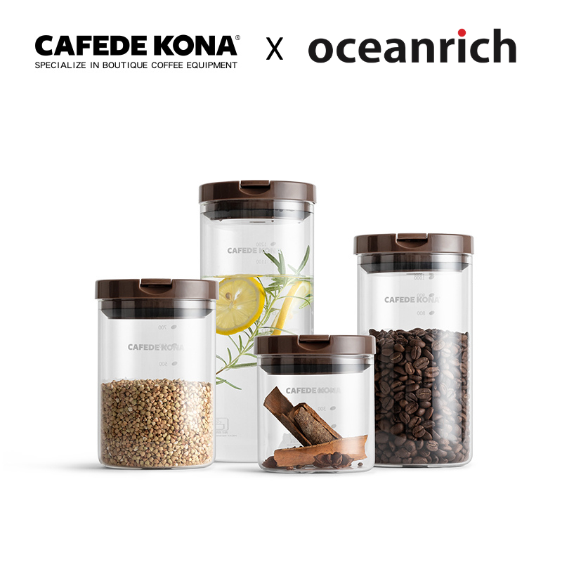 oceanrich X CAFEDE KONA coffee bean airtight jar glass moisture-proof lead-free food storage jar