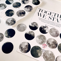 50 moon phase stickers ins style black and white beautiful scenery mobile phone case notebook decoration ipad computer suitcase waterproof sticker