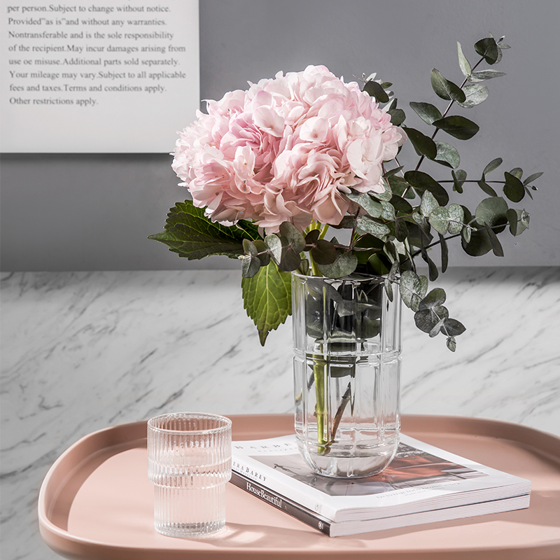 Rich and expensive bamboo vase crystal glass transparent large flower arrangement drying flower lily water bamboo gold Ge hydrobacon rose modern brief