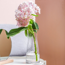  Net red flower bottle Nordic simple ins Japanese-style glass transparent flower arrangement hydroponic desktop living room light luxury dining table decoration