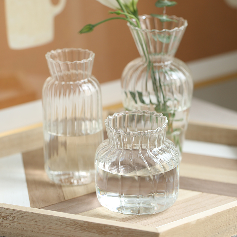 ins wind Transparent glass hydroponic hydroponic small vase Creative fresh flower arrangement Dried flowers flowers living room ornaments flower vase