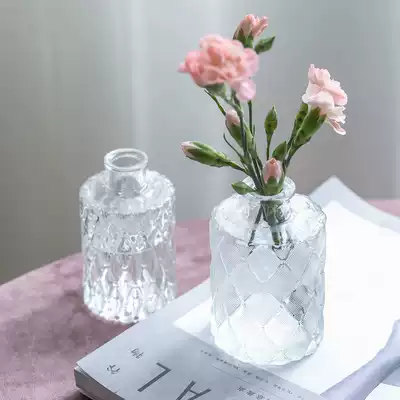 Simple transparent glass small vase mini ins Wind Nordic ornaments living room flower arrangement flowers hydroponic home dry flower