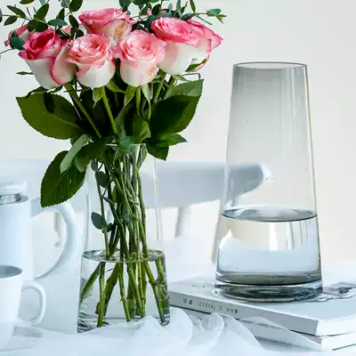 Nordic style net celebrity creative simple ins wind glass vase transparent living room lily hydroponic flower decoration