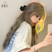 Wig female hair summer Net Red natural full head sleeve simulation human hair big wave long curly hair wig headgear