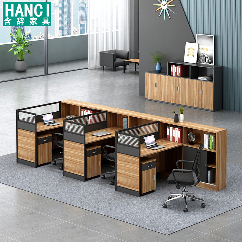 Desk sub-office holder Employee double screen position 4 People with table and chairs Combined modern brief About 6