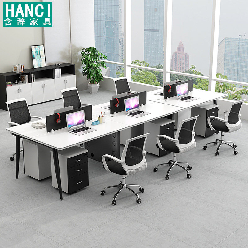 Staff Screen Cassette Steel Frame Double Staff desk Composition 4 6 People with desk sub-office table and chairs