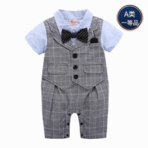 Baby summer Men full moon clothes 100 days old clothes 100 days feast baby one year old gentleman dress cotton one year old gentleman dress cotton one-piece suit