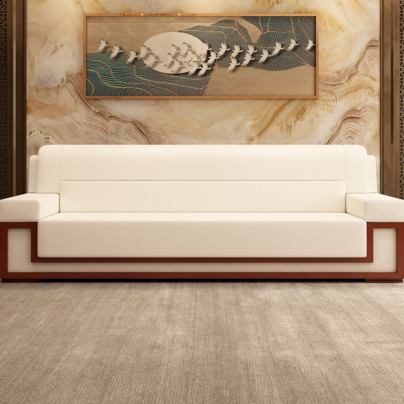 Office Sofa Office Reception Area Hospitality Area Business Meeting Area Real Leather Sofa Tea Table Suit Combination