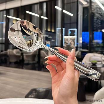 Stainless steel large spoon large service spoon dish spoon public spoon hotel buffet restaurant canteen thickened diner spoon