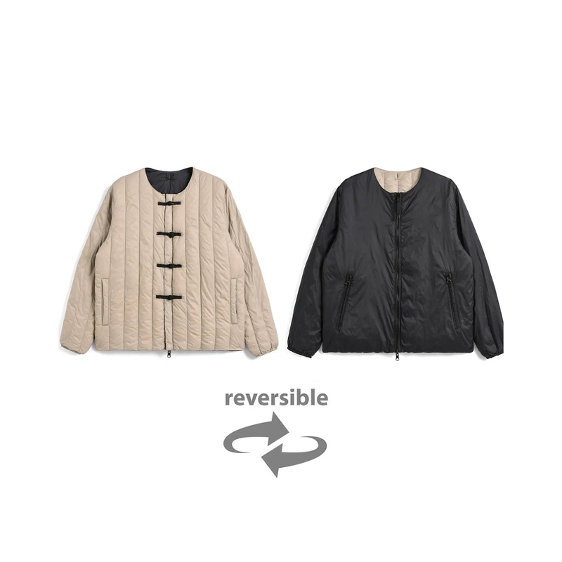 Taion Body Temperature Japan Special Japanese Line Chinoiserie Buttoned Double-Sided down Jacket for Men and Women