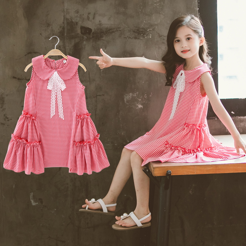Girl Plaid Dress Woman 2022 Little girl Summer clothes This year's new children Princess Dresses CUHK Scout