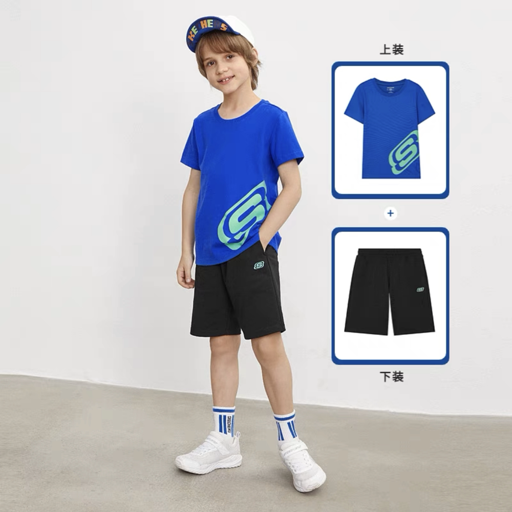 Clearance discount boy's short-sleeved suit 2022 new cotton casual medium and large children's two-piece suit trendy