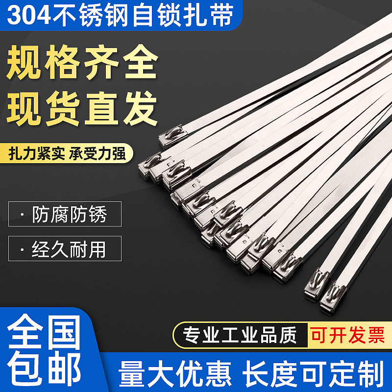 304 Stainless Steel Ties 4 6mm Self-locking tool Marine Outdoor Disassembly Pull Tightener Zelseat Belt Bundle