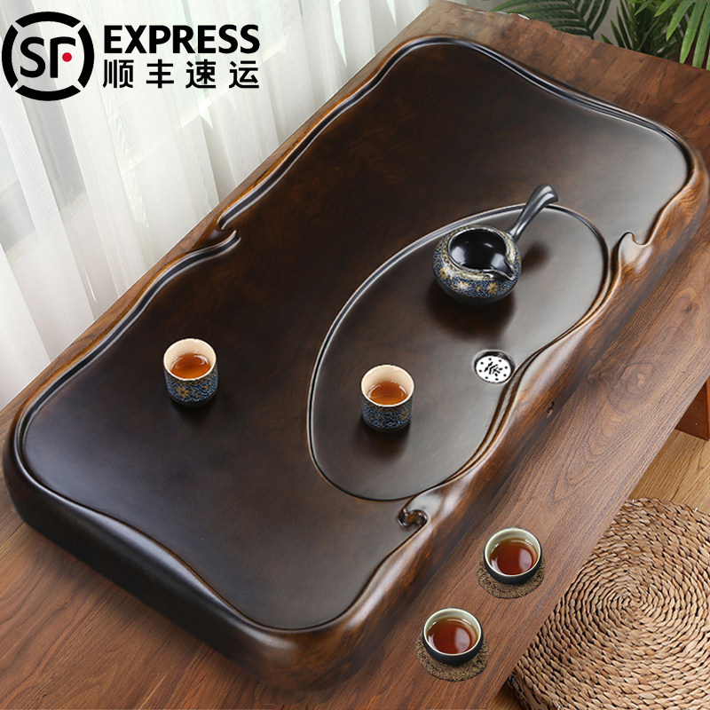Tea set Tea tray Solid wood whole pallet Rectangular household living room tea large drainage tea table Small tea sea set