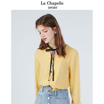 La Chapelle Sport Summer New Women's Bow Lace Top Long Sleeve Shirt by Lachabelle J